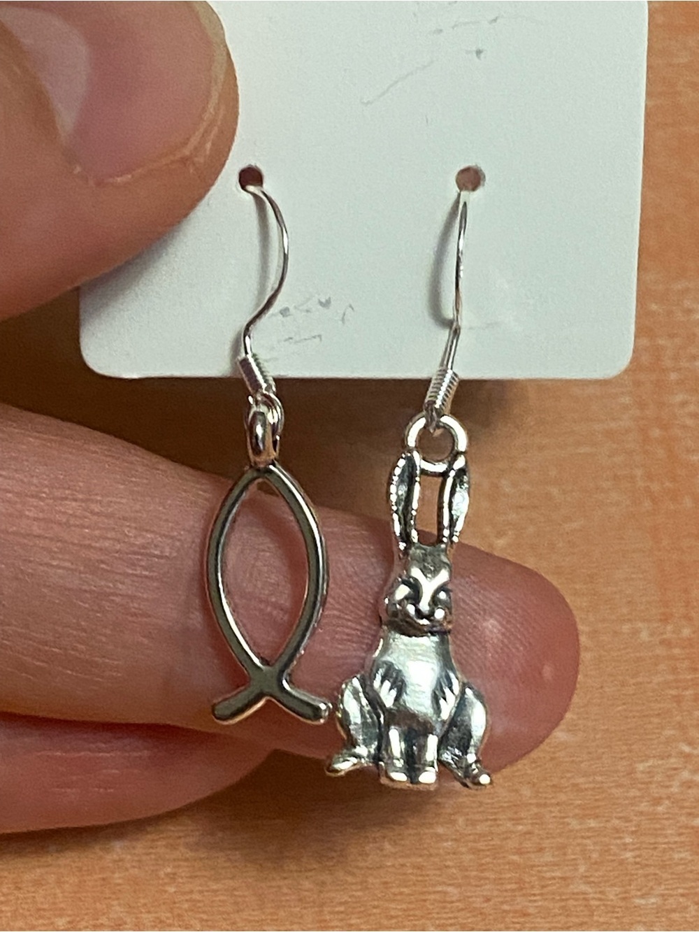 Silver Bunny Dangle Earrings